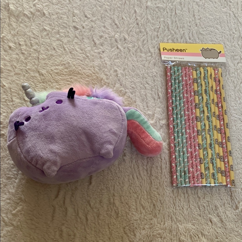 Pusheen Paper Straws and Pusheen Unicorn Plush